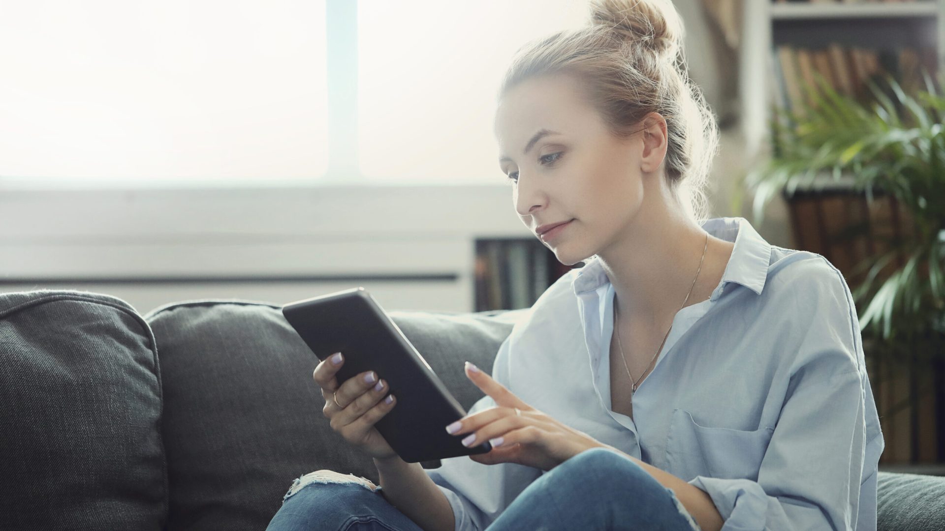 Lifestyle. Lovely woman at home